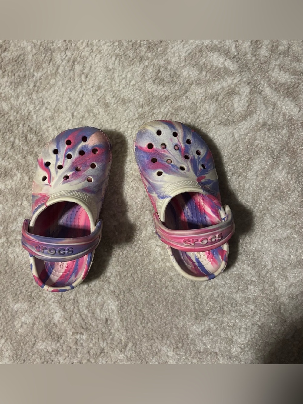 CROCS Clog - Toddler Kid Unisex Girl - Marble Style Pink Purple Size 8 C - Picture 2 of 13
